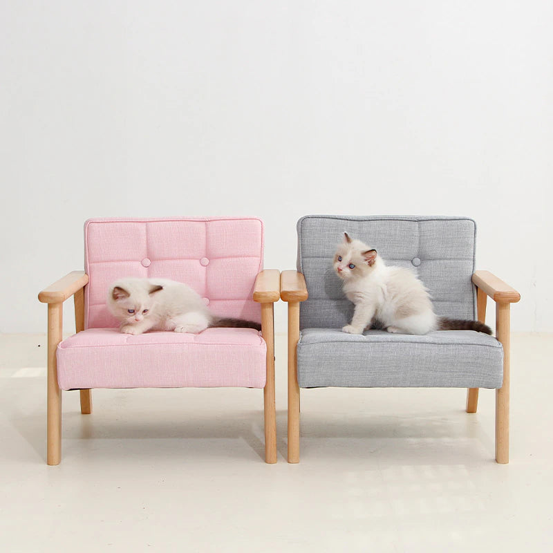 Natural Beech Cat Sofa Chair Sleep and Play Cat Beds Cat Furniture Simple Fabric Solid Wood Dog Sofa Dog Beds Cat Accessories