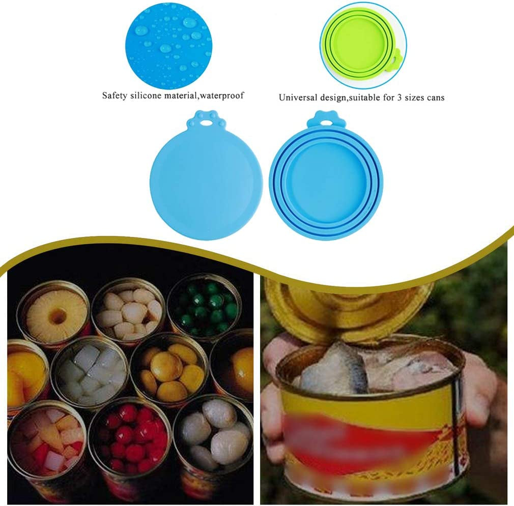 Pet Food Can Cover Silicone Can Lids for Dog and Cat Food, Pet Food Lids, Lids for Cans of Pet Food, Universal Size One Fit 3 Standard Size Food Cans (Light Blue+Green)