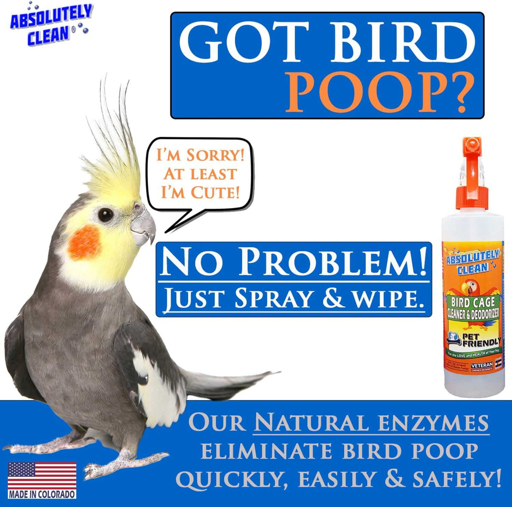 Amazing Bird Cage Cleaner and Deodorizer - Just Spray/Wipe - Safely & Easily Removes Bird Messes Quickly and Easily - Made in the US (16Oz Concentrate)