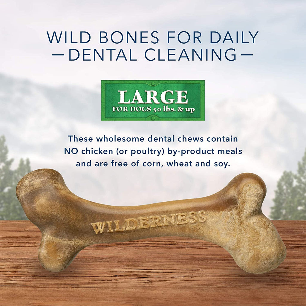 Blue Buffalo Wilderness Wild Bones Grain Free Dental Chews Dog Treats, Large 10-Oz Bag
