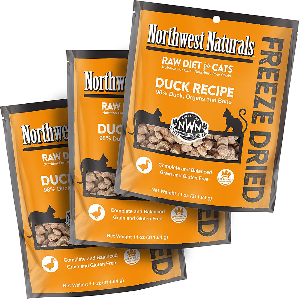 Freeze Dried Diet for Cats – Duck Cat Food – Grain-Free, Gluten-Free Pet Food, Cat Training Treats – 11 Oz (3 Pack)