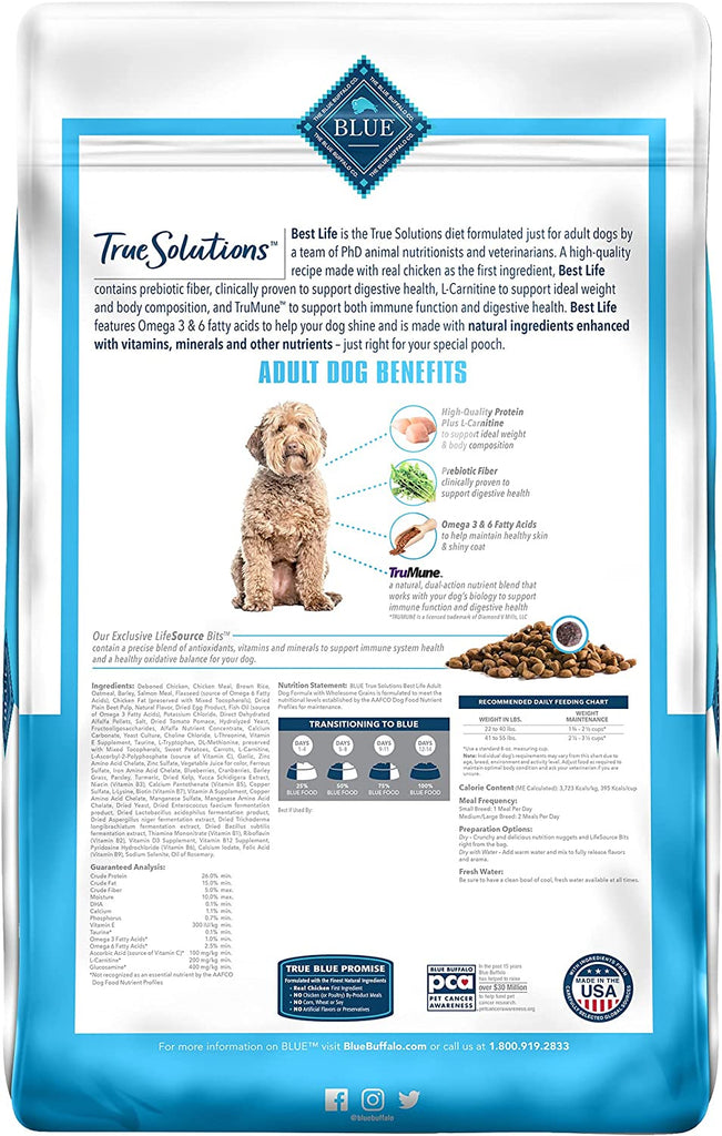 Blue Buffalo True Solutions Best Life Natural Medium Breed Adult Dry Dog Food, Chicken 24-Lb