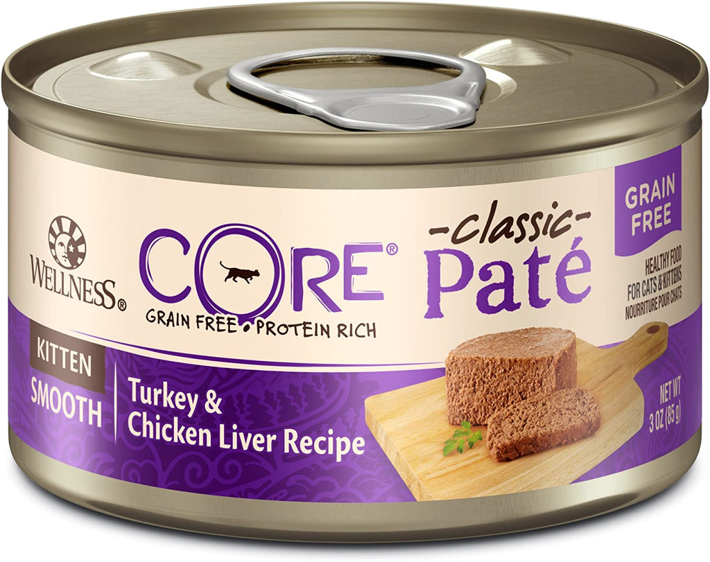 Wellness Core Natural Grain Free Wet Canned Cat Food, Kitten Turkey & Chicken Liver, 3 Oz Can - 12-Count (Pack of 1)