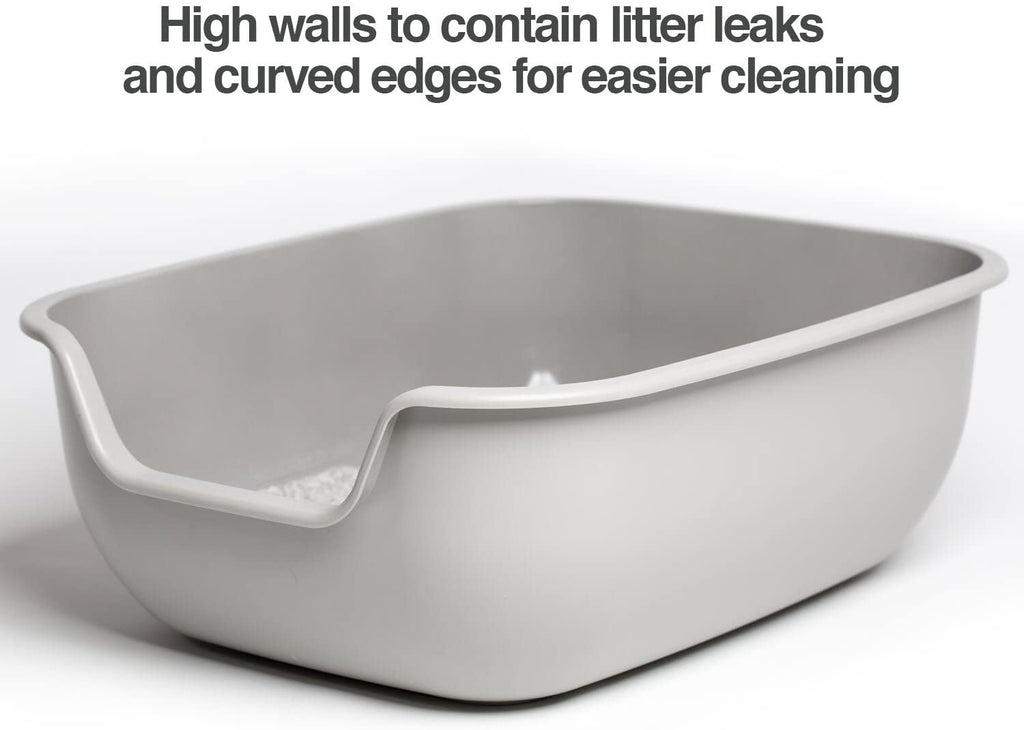 Petfusion Betterbox Non-Stick Large Litter Box. Pet Safe Non-Stick Coating for Easier Cleaning & Superior Hygiene. Open Top Box Promotes Healthy Usage. Litter Pans Made of Stronger ABS Plastic, Grey
