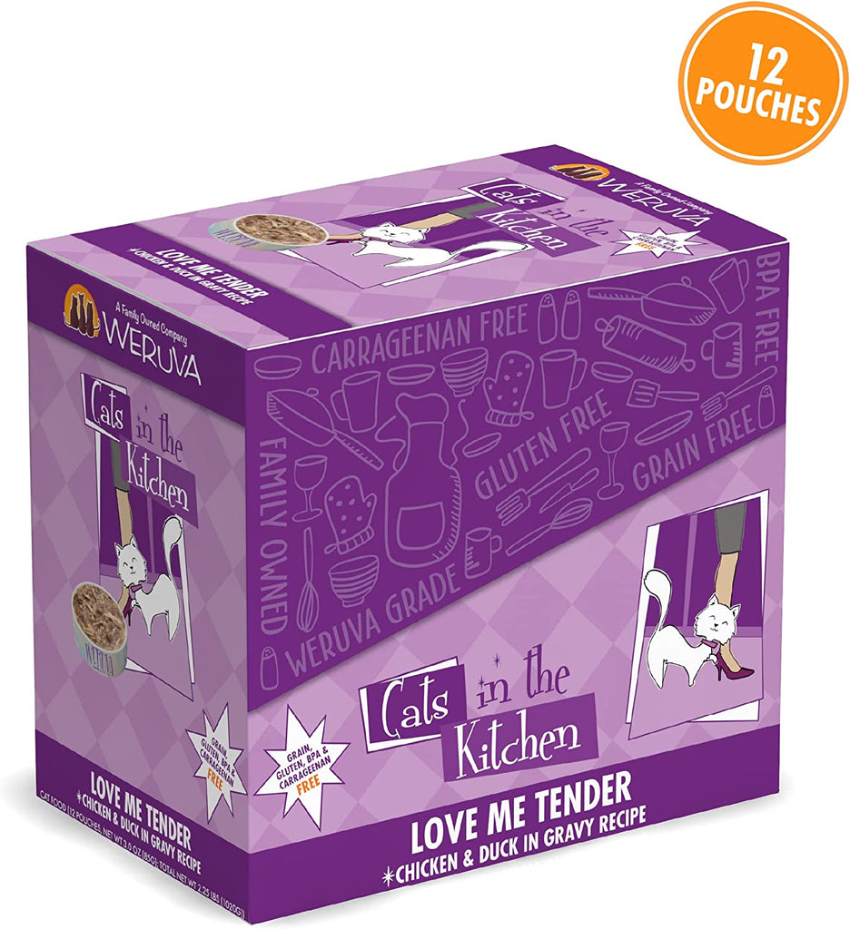 Cats in the Kitchen, Love Me Tender with Chicken & Duck in Gravy Cat Food, 3Oz Pouch (Pack of 12)