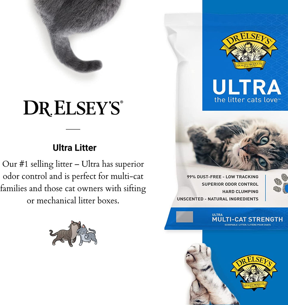 Dr. Elsey’S Premium Clumping Cat Litter - Ultra - 99.9% Dust-Free, Low Tracking, Hard Clumping, Superior Odor Control, Unscented & Natural Ingredients