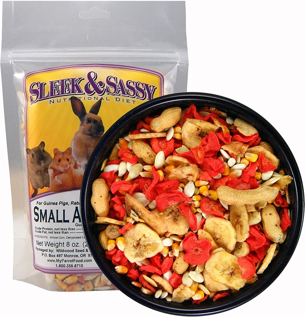SLEEK & SASSY NUTRITIONAL DIET All Natural Small Animal Treat for Guinea Pigs, Rabbits, Hamsters, Gerbils, Rats & Mice (8 Oz.)