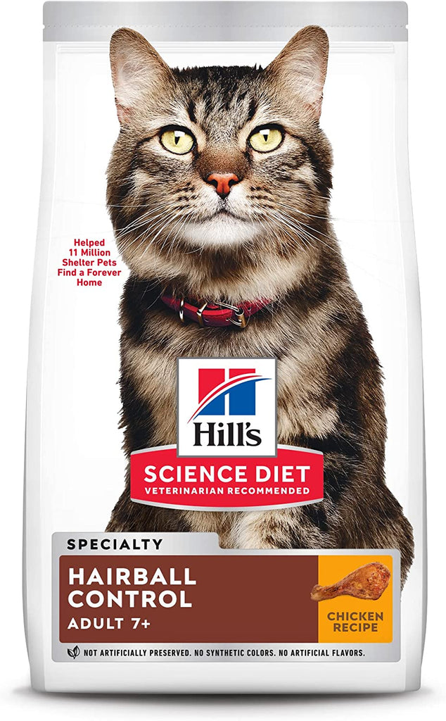 Hill'S Science Diet Dry Cat Food, Adult 7+ for Senior Cats, Hairball Control, Chicken Recipe, 3.5 Lb. Bag