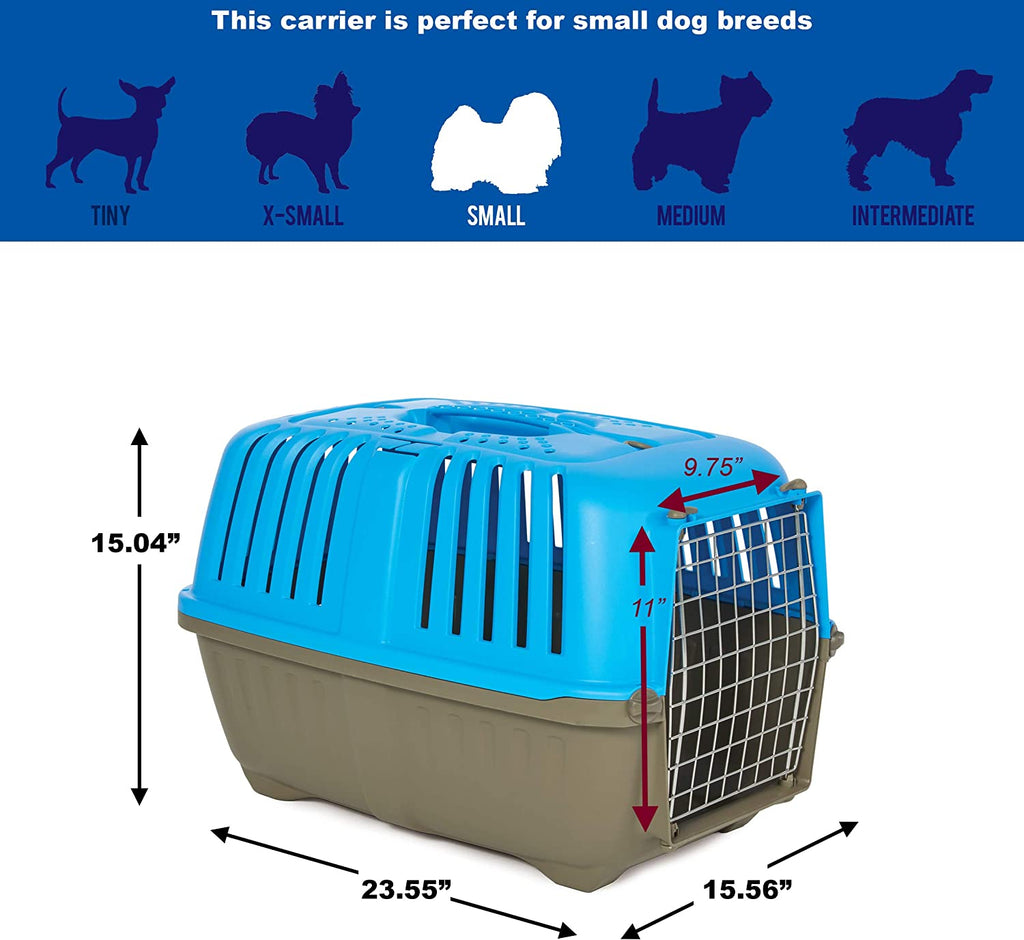 Spree Travel Pet Carrier, Dog Carrier Features Easy Assembly and Not the Tedious Nut & Bolt Assembly of Competitors, Blue, 24-Inch Small Dog Breeds (1424SPB)