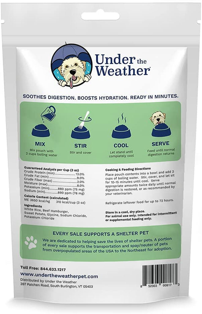 Under the Weather Pet | Easy to Digest Bland Dog Food Diet, Sick Dogs Sensitive Stomachs - Electrolytes - Gluten Free, All Natural, Freeze Dried 100% Human Grade Meat