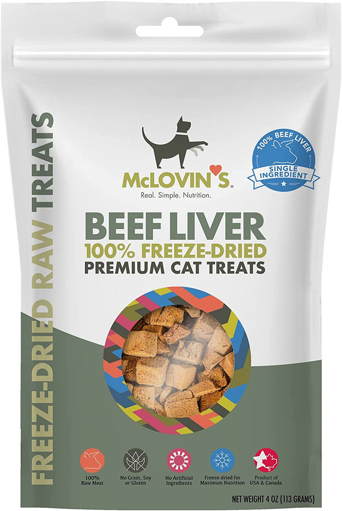 Mclovin'S Freeze Dried Healthy Cat Treats - High-Protein, Grain-Free, Premium Quality Beef Liver Meat Cat Treats - All-Natural Cat Snacks - Made in USA - Perfect High Value Training Reward - 4 Oz.