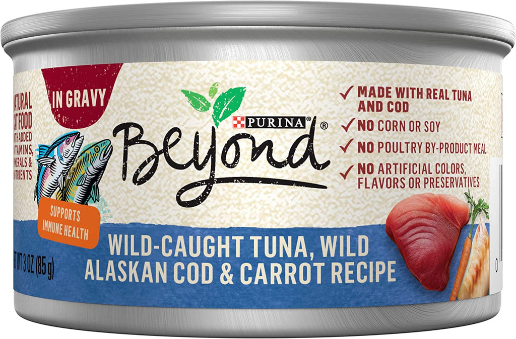 Purina beyond Wild-Caught Tuna, Wild Alaskan Cod and Carrot Recipe in Wet Cat Food Gravy - (12) 3 Oz. Cans
