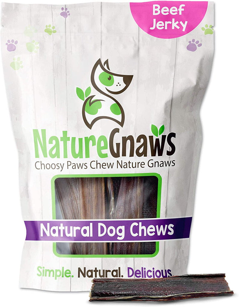 Nature Gnaws Beef Jerky Chews for Small Dogs - Premium Natural Beef Gullet Sticks - Simple Single Ingredient Tasty Dog Chew Treats - Rawhide Free - 4-5 Inch (20 Count)
