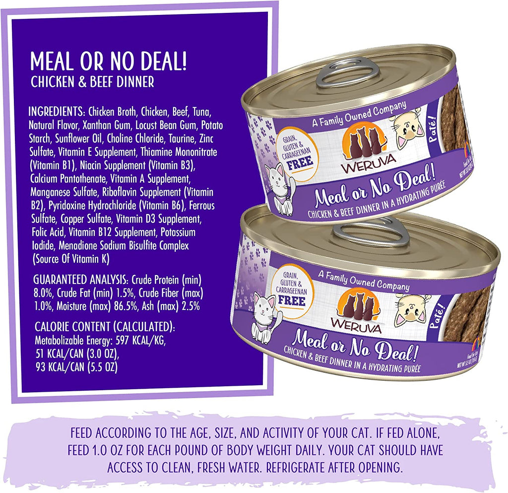 Classic Cat Paté, Meal or No Deal! with Chicken & Beef, 3Oz Can (Pack of 12)