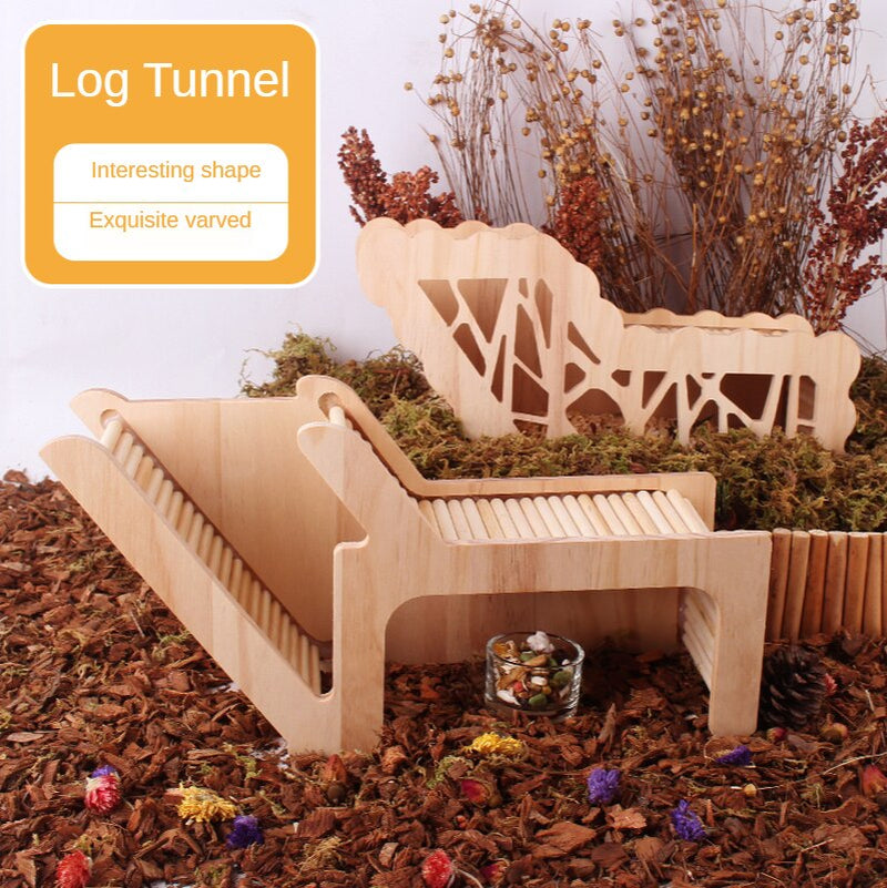 Log Hamster Tunnel Underground Cave Hamster Shelter Hamster Cage Landscaping Supplies Wooden Hamster Nest Hamster Accessories