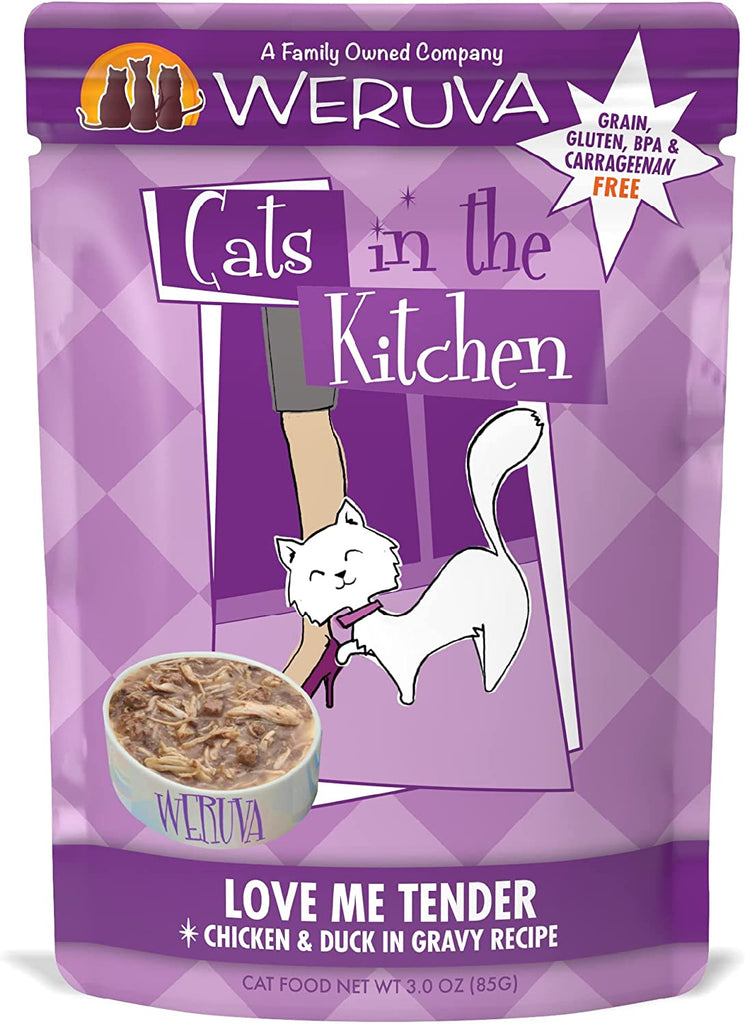 Cats in the Kitchen, Love Me Tender with Chicken & Duck in Gravy Cat Food, 3Oz Pouch (Pack of 12)
