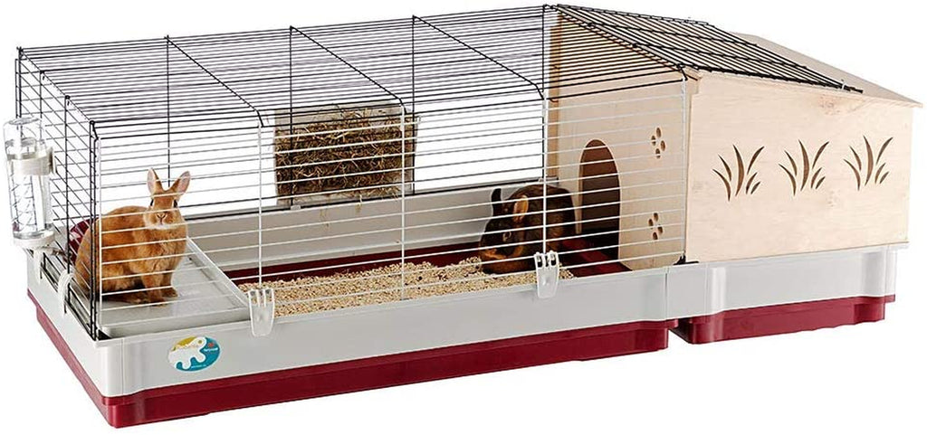 Krolik Extra-Large Rabbit Cage W/ Wood Hutch Extension Rabbit Cage Includes All Accessories and Measures 55.9L X 23.62W X 19.68H and Includes ALL Accessories