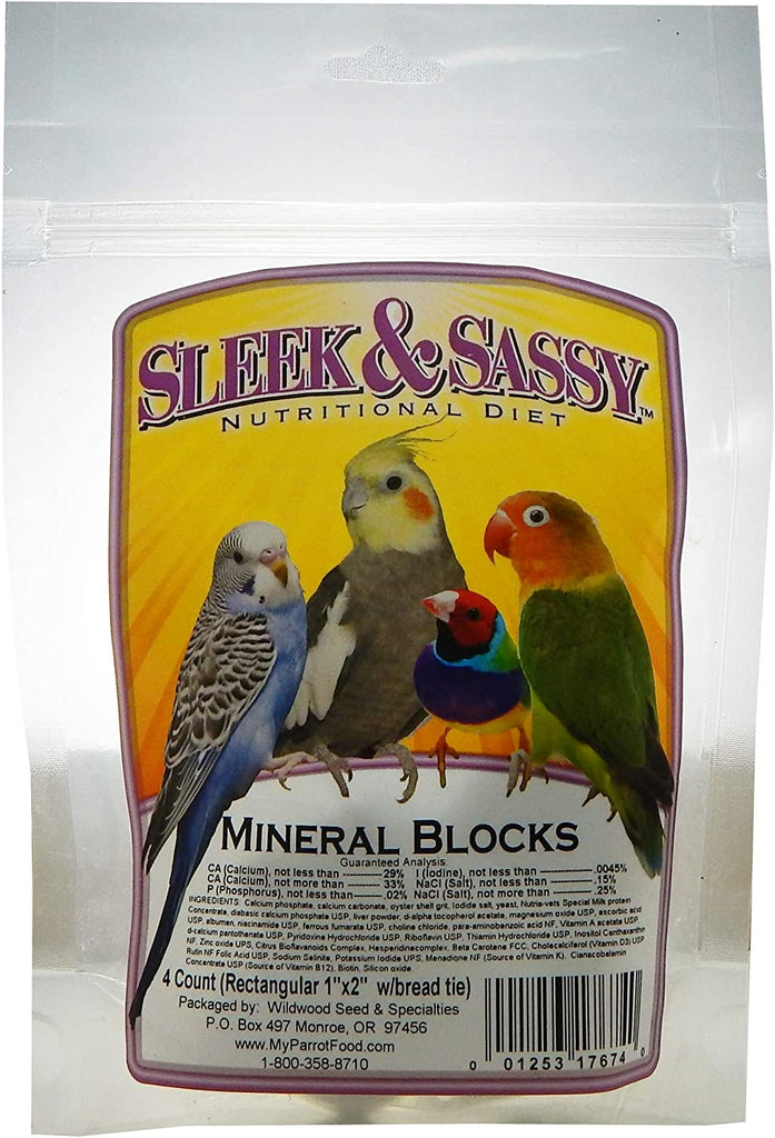 SLEEK & SASSY NUTRITIONAL DIET Mineral Blocks (1"X2") for Birds (4 Ct.)