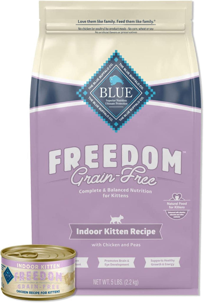 Freedom Natural Grain Free Cat Food Indoor Kitten Food Bundle - Dry Cat Food and Wet Cat Food, Chicken (5-Lb Dry Food + 3Oz Cans 24Ct)