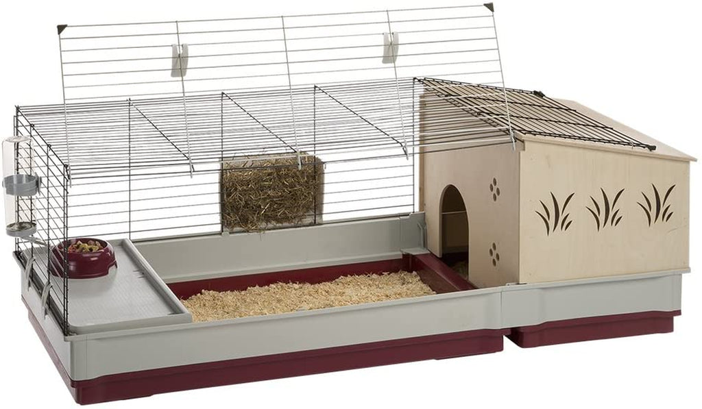 Krolik Extra-Large Rabbit Cage W/ Wood Hutch Extension Rabbit Cage Includes All Accessories and Measures 55.9L X 23.62W X 19.68H and Includes ALL Accessories