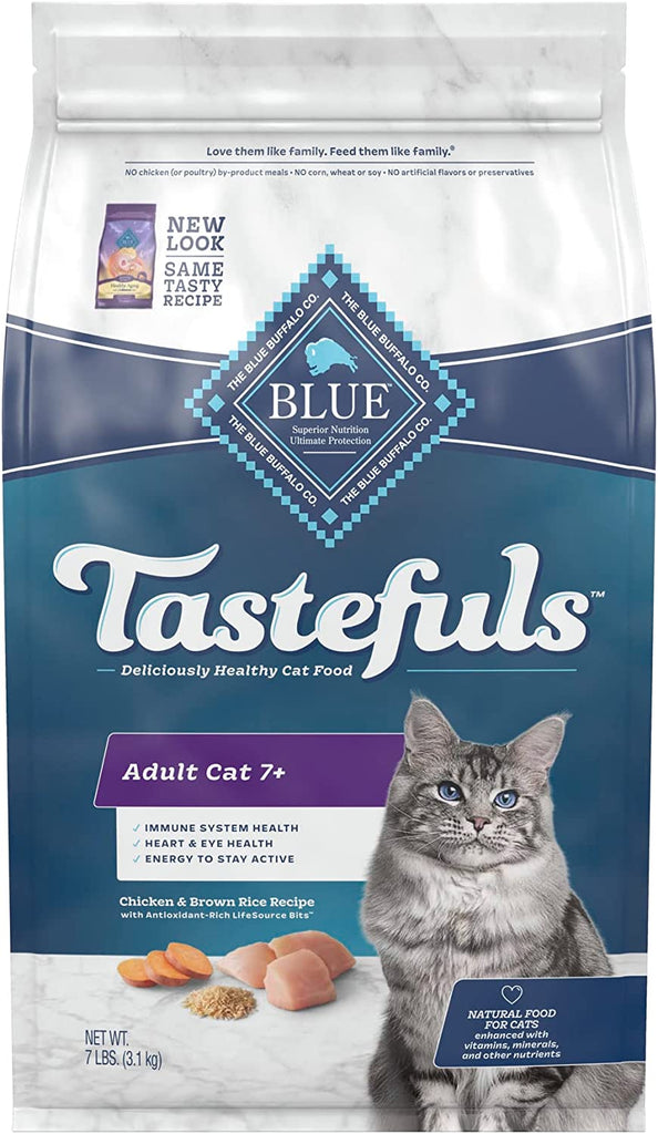Blue Buffalo Tastefuls Adult 7+ Natural Dry Cat Food, Chicken 7Lb Bag