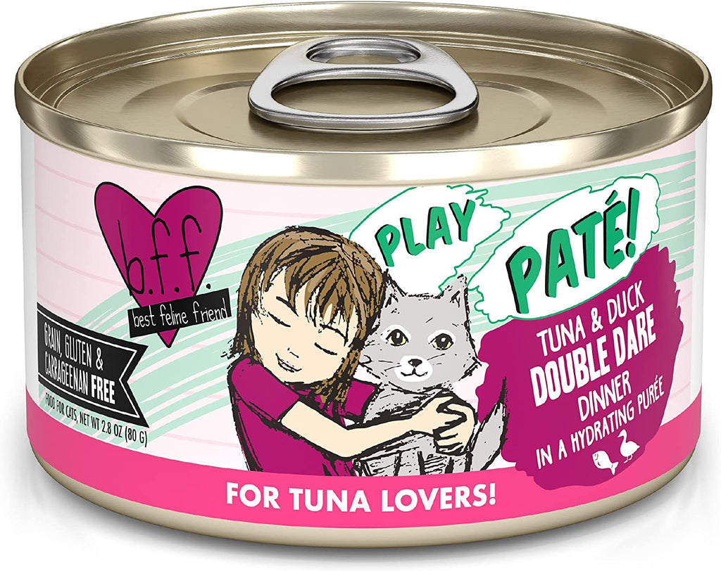 B.F.F. Play - Best Feline Friend Paté Lovers, Aw Yeah!, Tuna & Duck Double Dare with Tuna & Duck, 2.8Oz Can (Pack of 12)