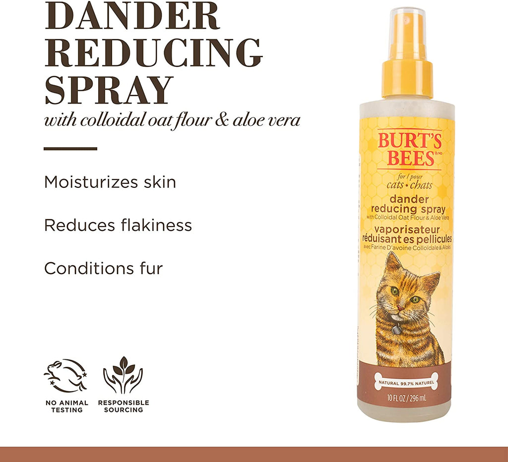 Burt'S Bees for Cats Natural Dander Reducing Spray with Soothing Colloidal Oat Flour & Aloe Vera | Cruelty Free, Sulfate & Paraben Free, Ph Balanced for Cats - Made in USA, 10 Oz Bottle