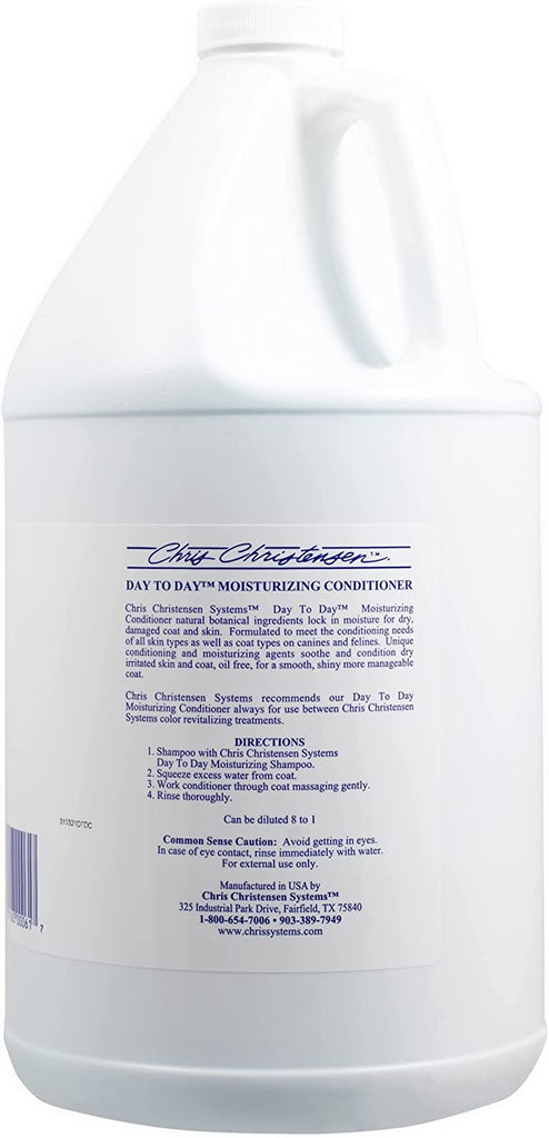 Chris Christensen Day to Day Ultra Concentrated Dog Conditioner, Makes up to 8 Bottles, Groom like a Professional, Moisturizing, All Coat Types, for Daily Use, Made in USA, 1Gal