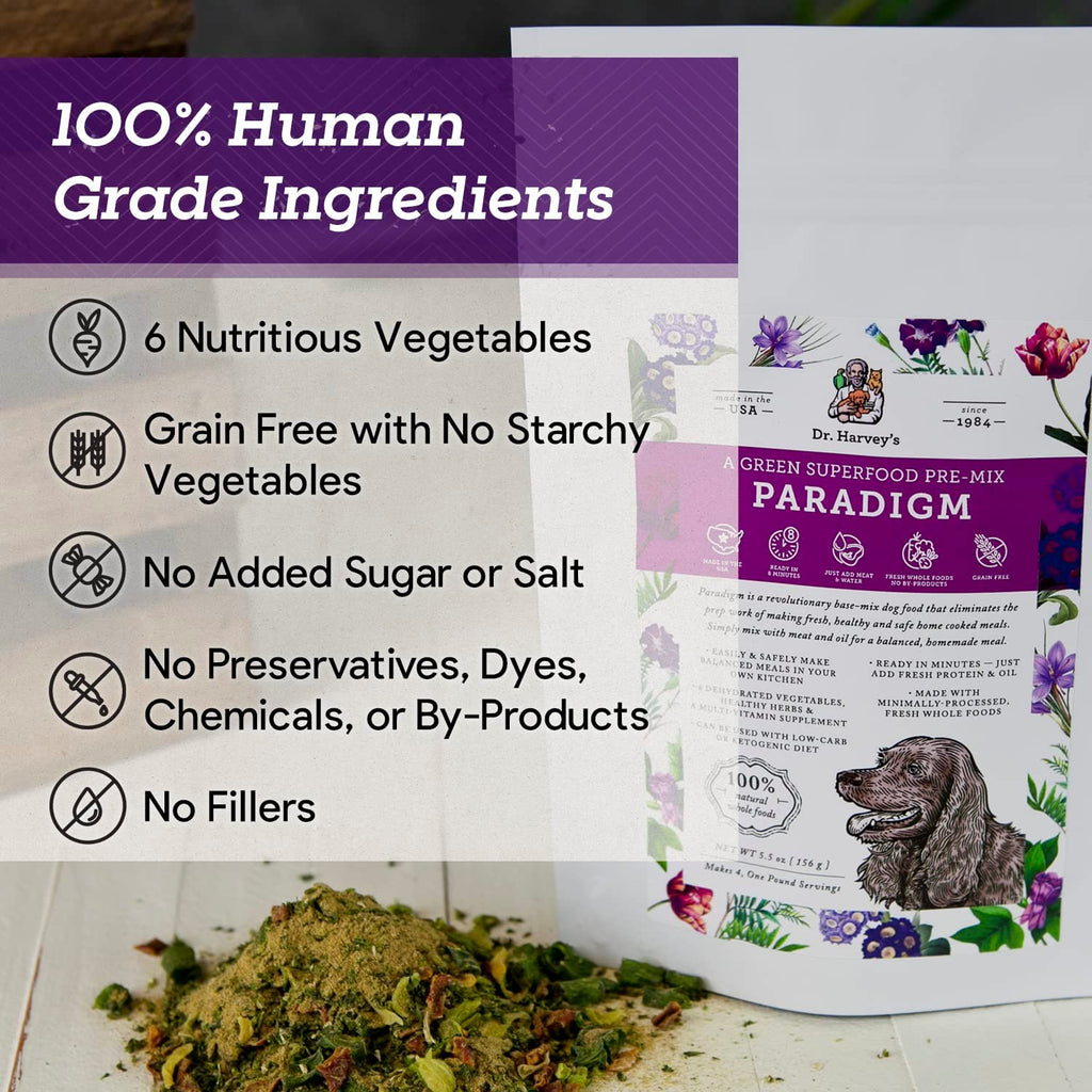 Paradigm Green Superfood Dog Food, Human Grade Dehydrated Grain Free Base Mix for Dogs, Diabetic Low Carb Ketogenic Diet (Trial Size 5.5 Oz)