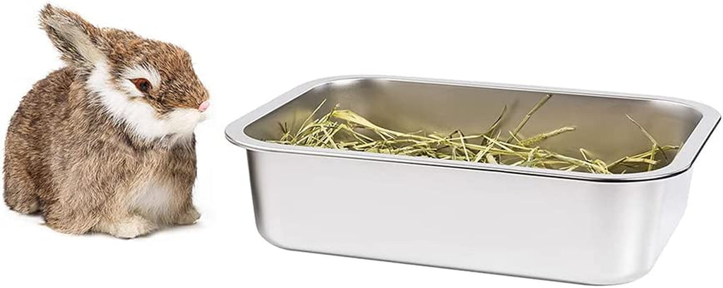 Stainless Steel Litter Box for Cat and Rabbit,Odor Control Litter Pan,Non Stick Easy to Clean,Never Bend,Rust Proof High Sides Non Slip Rubber Feets (4 Inches Deep, 16'' X 12'' X 4'')