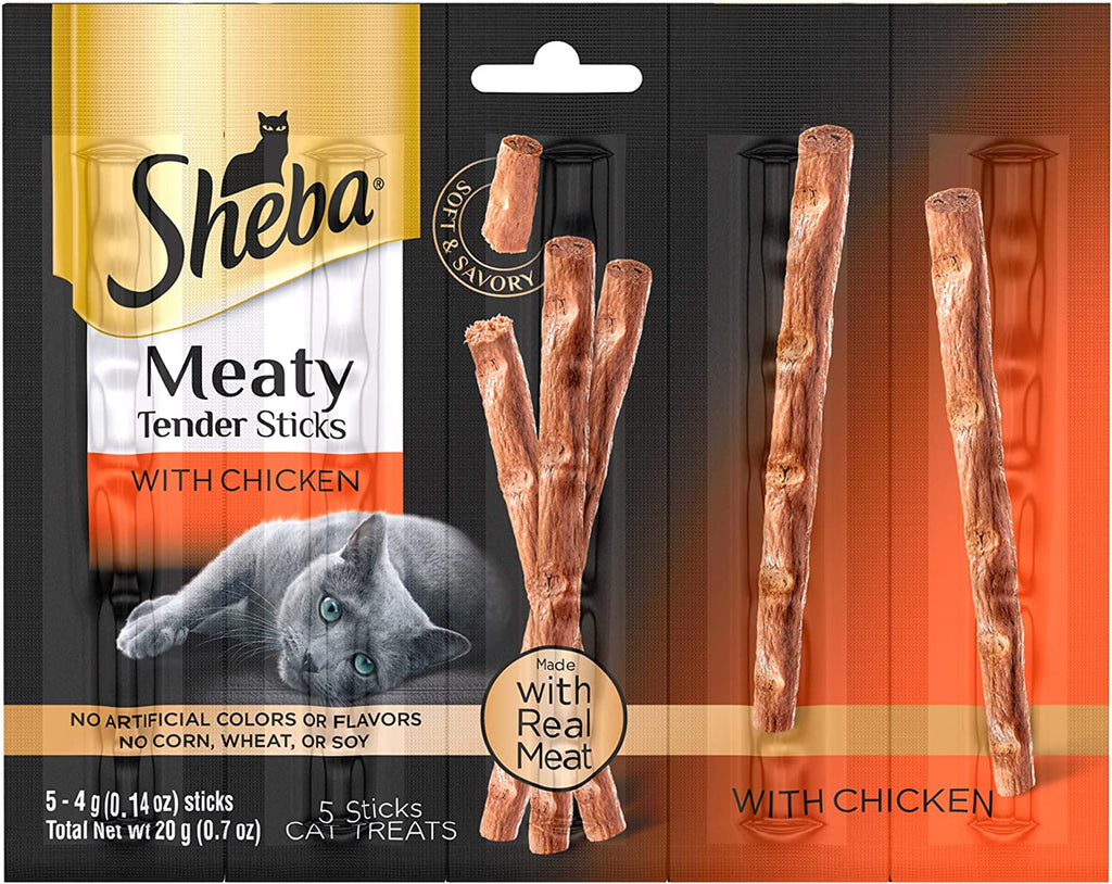 Sheba Treats Meaty Tender Sticks Soft Cat Treats Chicken Flavor, 0.14 Oz, 5 Count (Pack of 10)