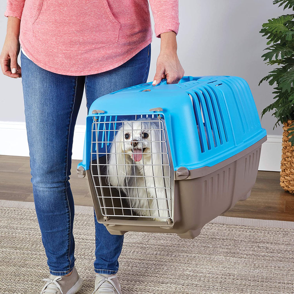 Spree Travel Pet Carrier, Dog Carrier Features Easy Assembly and Not the Tedious Nut & Bolt Assembly of Competitors, Blue, 24-Inch Small Dog Breeds (1424SPB)